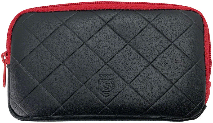 Silca Borsa Eco Zippered Phone Case - Recycled Leather,  Black/Red
