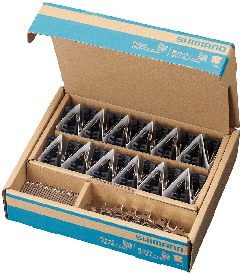 Shimano J04C Disc Brake Pads and Springs - Metal Compound, Finned Alloy and Stainless Steel Back Plate, Box/25 pair