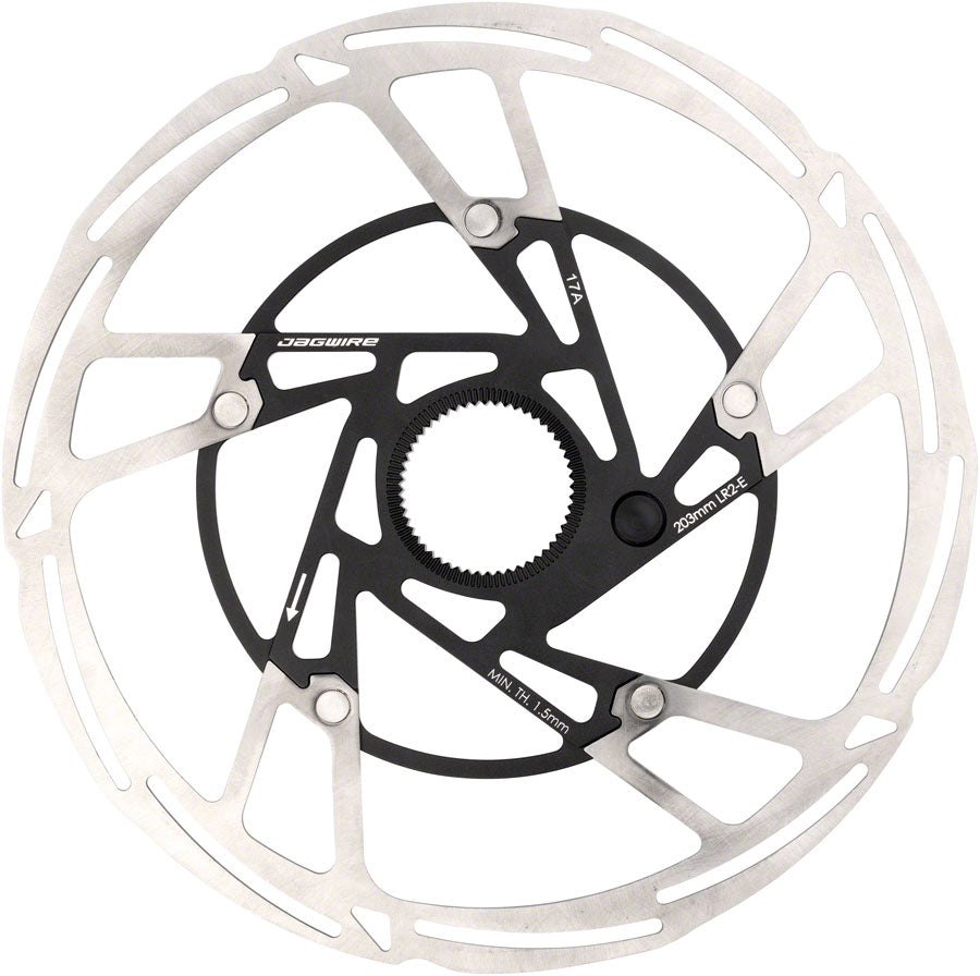 Jagwire Pro LR2-E Ebike Disc Brake Rotor with Magnet - 203mm, Center Lock, Silver/Black