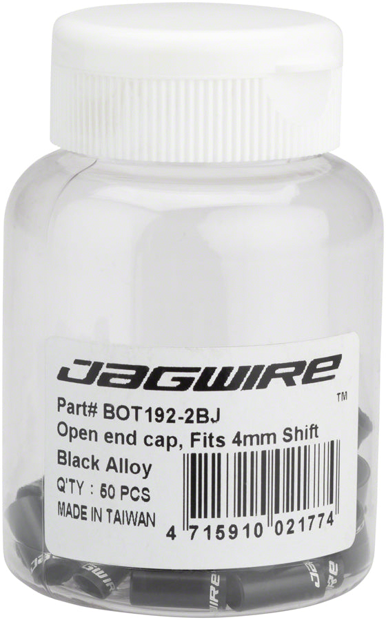 Jagwire 4mm Sealed Alloy End Caps Bottle of 50, Black