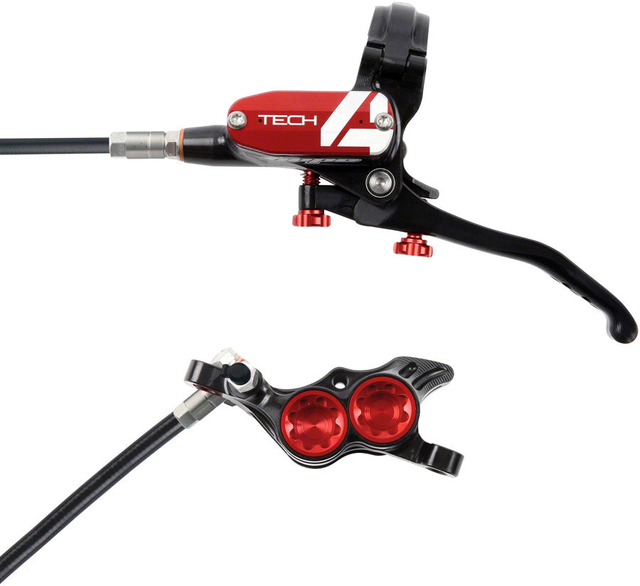 Hope Tech 4 E4 Disc Brake and Lever Set - Rear, Hydraulic, Post Mount, Red