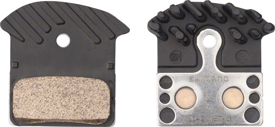 Shimano J04C Disc Brake Pads and Springs - Metal Compound, Finned Alloy and Stainless Steel Back Plate, Box/25 pair