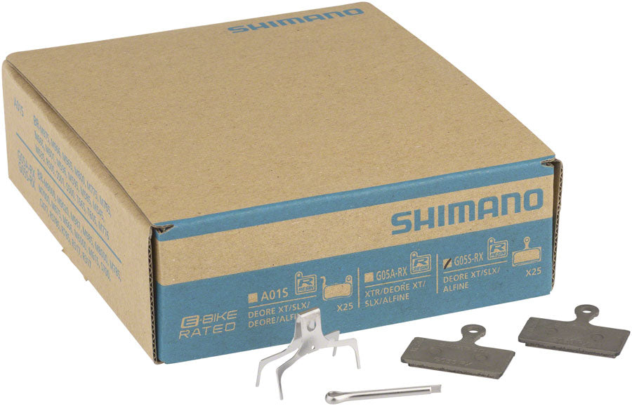 Shimano G05S Disc Brake Pad and Spring - Resin Compound, Stainless Steel Back Plate, Box/25 pair