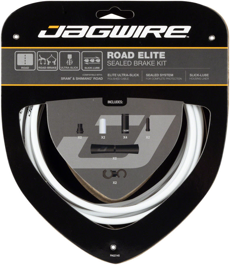 Jagwire Road Elite Sealed Brake Cable Kit - SRAM/Shimano, Ultra-Slick Uncoated Cables, White