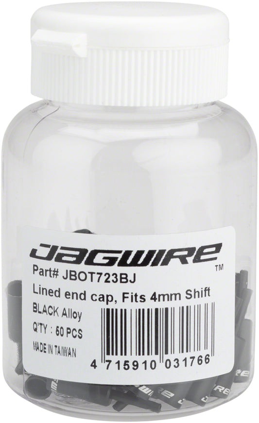 Jagwire 4mm Lined Alloy End Caps Bottle of 50, Black