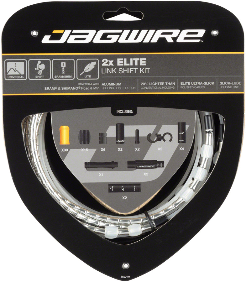 Jagwire 2x Elite Link Shift Cable Kit SRAM/Shimano with Polished Ultra-Slick Cables, Silver