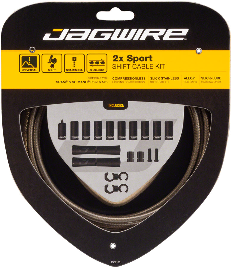 Jagwire 2x Sport Shift Cable Kit SRAM/Shimano, Carbon Silver