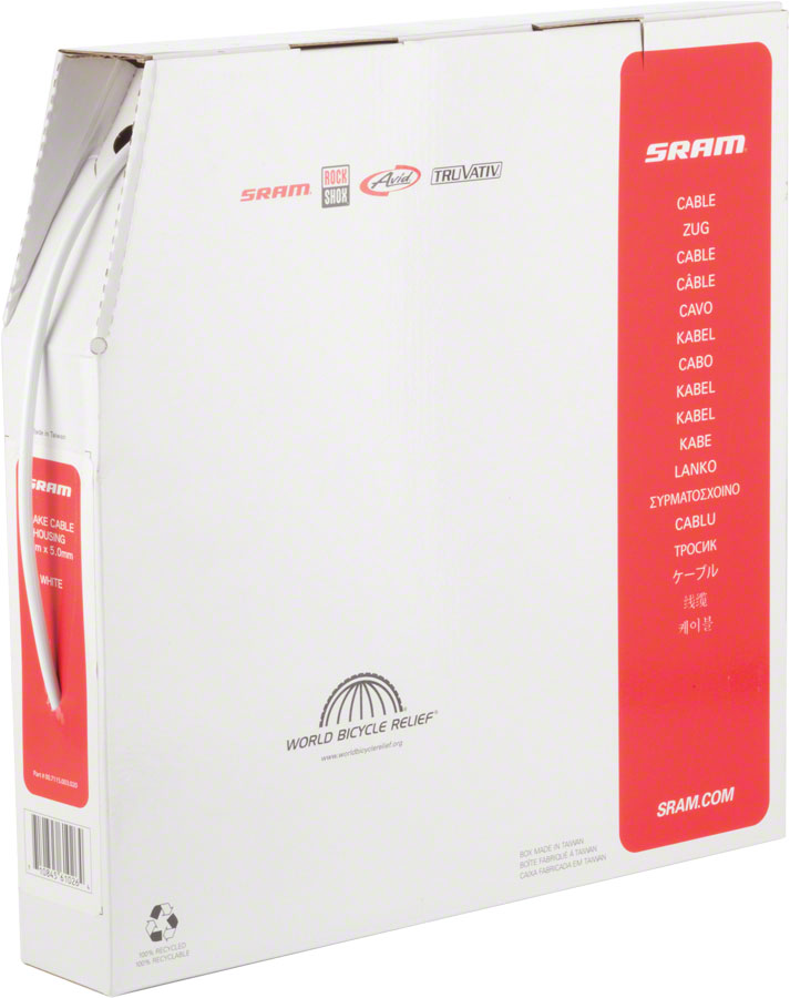 SRAM 5mm Brake Cable Housing White, 30 Meter Filebox