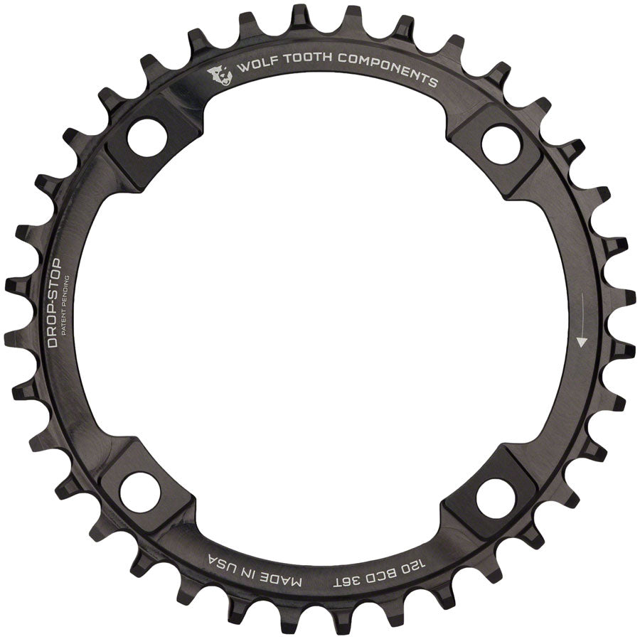 Wolf Tooth 120 BCD Chainring - 36t, 120 BCD, 4-Bolt, Drop-Stop, Black