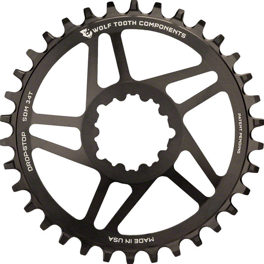 Wolf Tooth Direct Mount Chainring - 30t, SRAM Direct Mount, Drop-Stop, For SRAM 3-Bolt Cranksets, 6mm Offset, Black