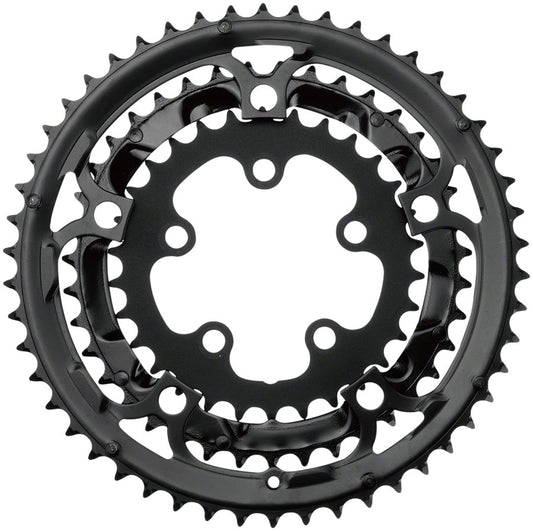 Samox 323ASS Chainring Set - 50/39/30t, 130/74 BCD, Aluminum Outer Ring, Steel Middle/Inner Ring, Black