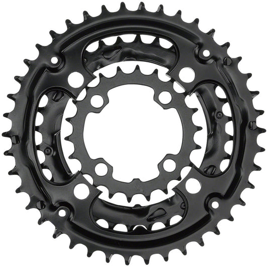Samox 304ASS Chainring Set - 44/32/22t, 104/64 BCD, Aluminum Outer Ring, Steel Middle/Inner Ring, Black
