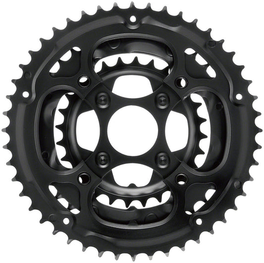 Samox 338ASS Chainring Set - 48/36/28t, 104/64 BCD, Aluminum Outer Ring, Steel Middle/Inner Ring, Black