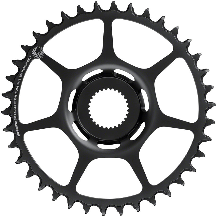 SRAM 38t Bosch Direct Mount 11/12-Speed X-Sync2 Eagle Chainring, Black