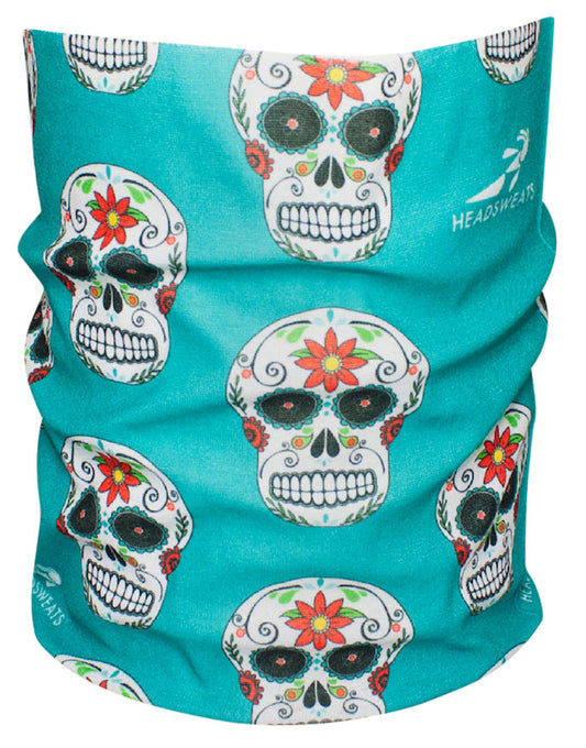 Headsweats Ultra Band Multi-Purpose Headband - Half, Teal Skulls, One Size