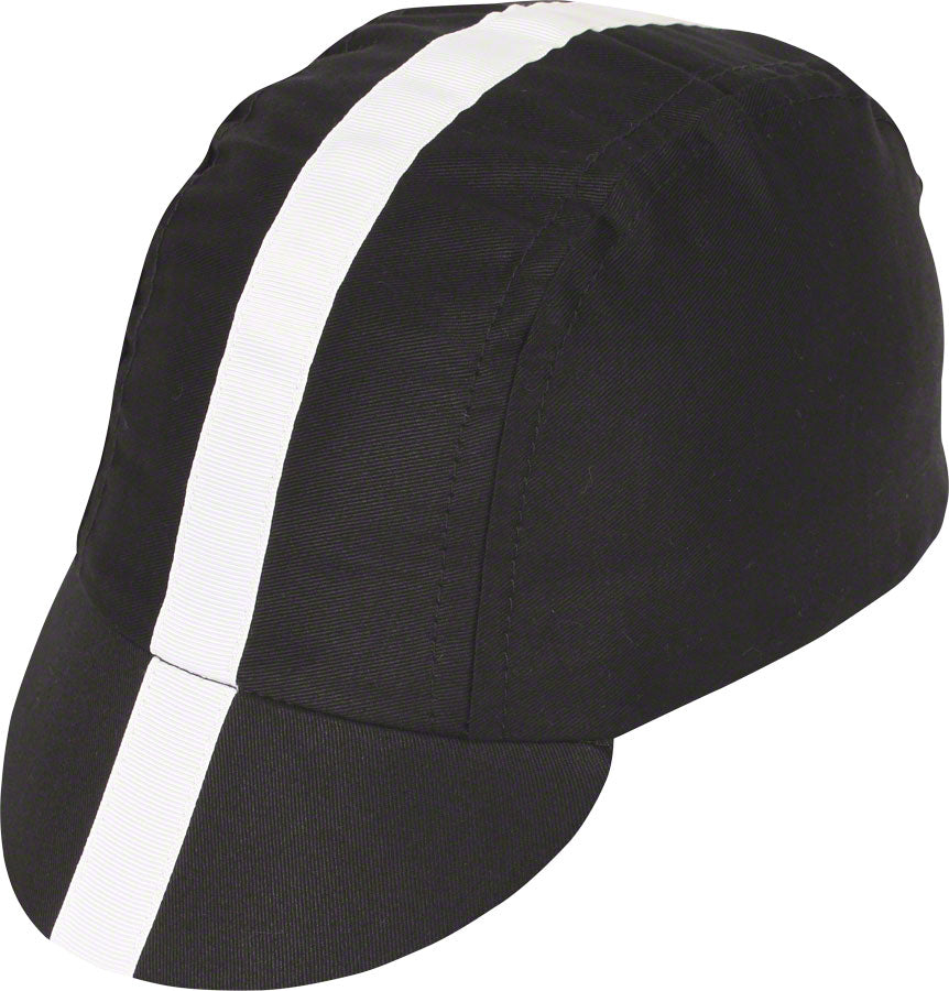Pace Sportswear Classic Cycling Cap: Black with White Tape, XL