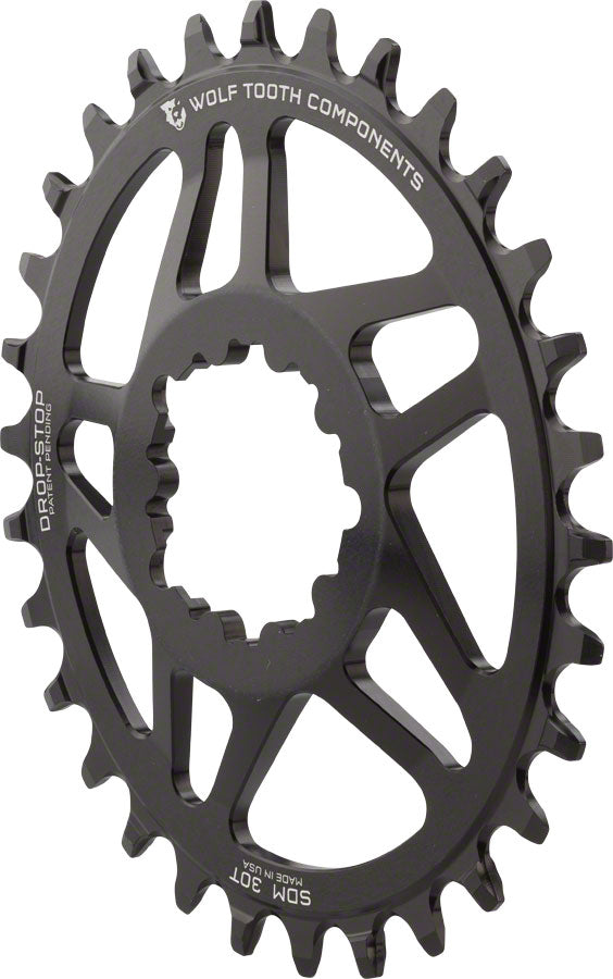 Wolf Tooth Elliptical Direct Mount Chainring - 32t, SRAM Direct Mount, Drop-Stop, For SRAM BB30 Short Spindle Cranksets, 0mm Offset, Black