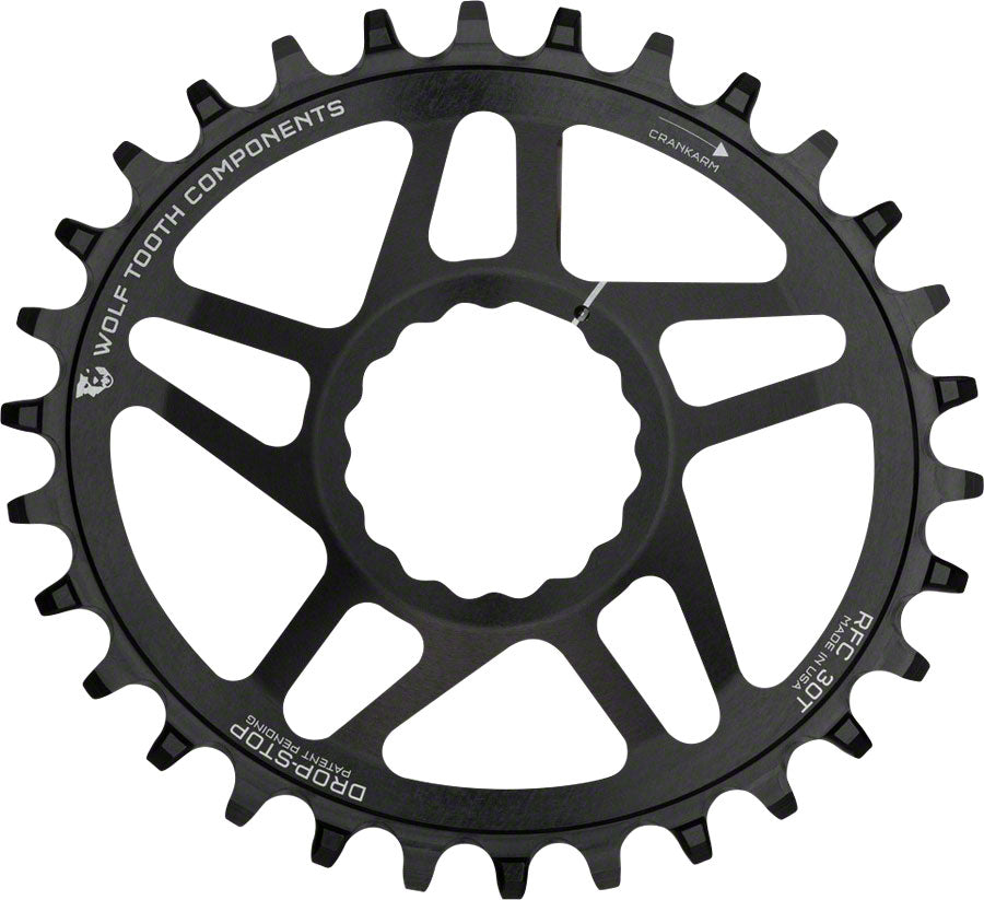 Wolf Tooth Elliptical Direct Mount Chainring - 34t, RaceFace/Easton CINCH Direct Mount, Drop-Stop, For Boost Cranks, 3mm Offset, Black