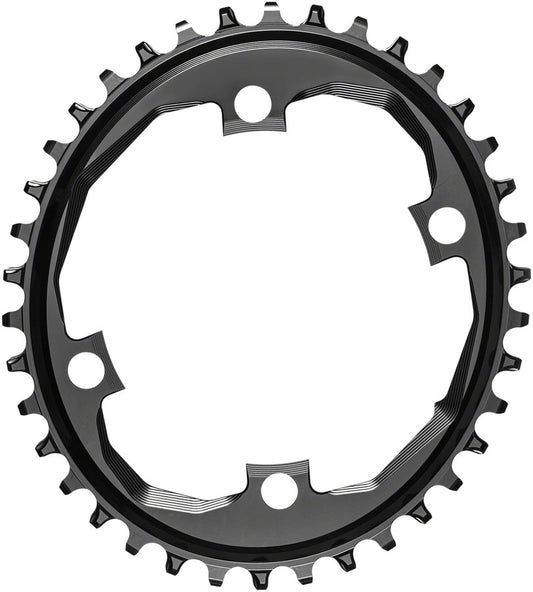 absoluteBLACK Oval 110 BCD for SRAM Apex Chainring for SRAM Apex 1 - 38t, 110 SRAM Asymmetric BCD, 4-Bolt, Narrow-Wide, Black