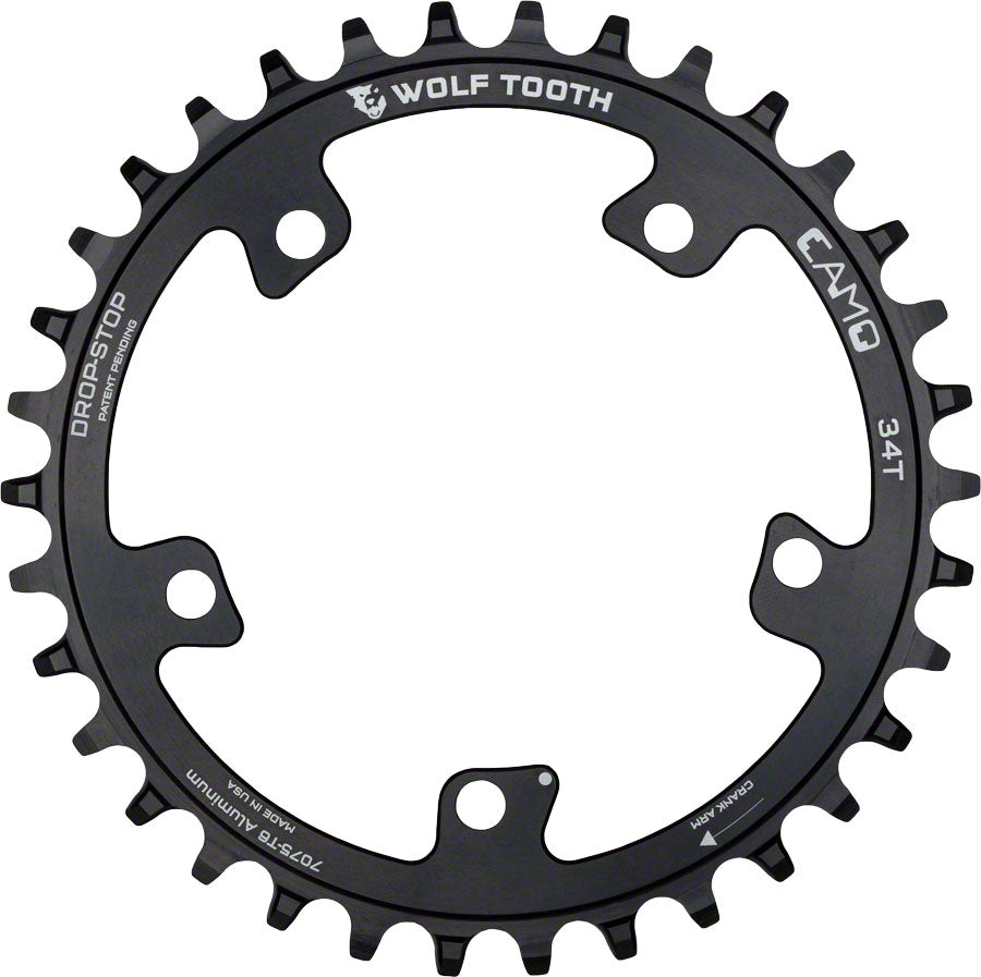 Wolf Tooth CAMO Aluminum Chainring - 34t, Wolf Tooth CAMO Mount, Drop-Stop A, Black