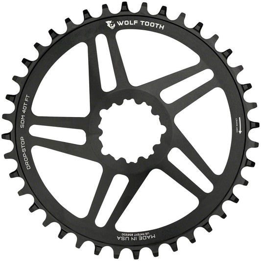 Wolf Tooth Direct Mount Chainring - 42t, SRAM Direct Mount, For SRAM 3-Bolt, 6mm Offset, Drop-Stop, Flattop Compatible, Black