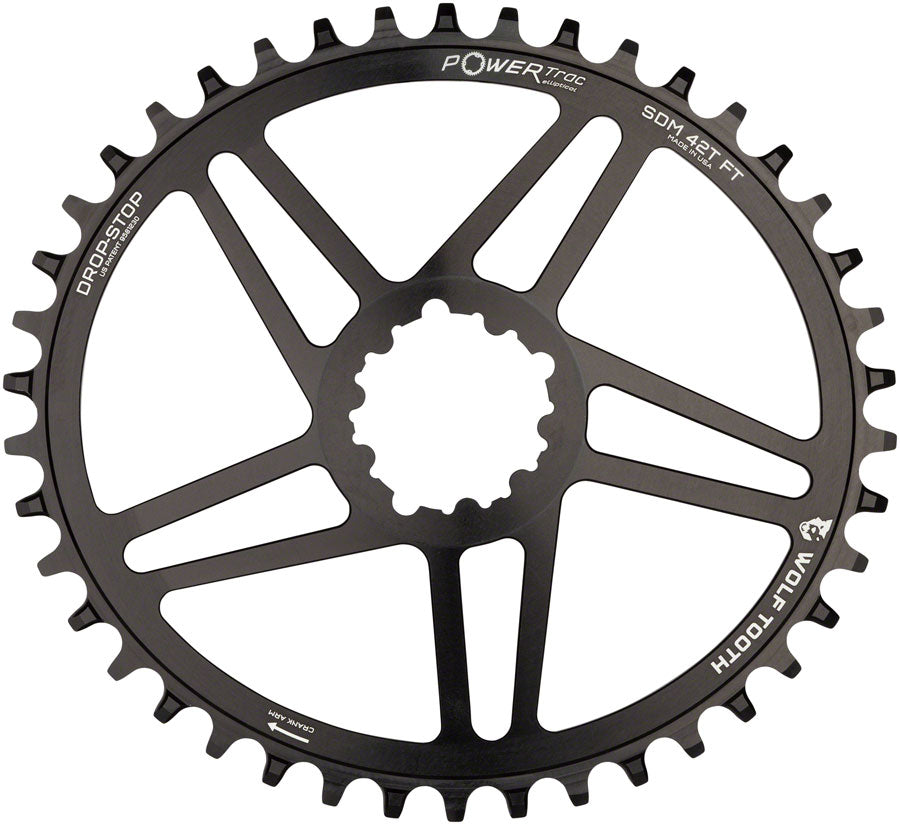 Wolf Tooth Elliptical Direct Mount Chainring - 38t, SRAM Direct Mount, 6mm Offset, Drop-Stop, Flattop Compatible, Black