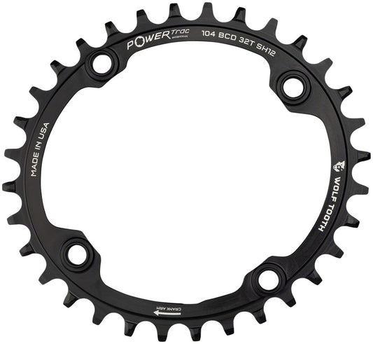 Wolf Tooth Elliptical 104 BCD Chainring - 34t, 104 BCD, 4-Bolt, Requires Shimano 12-Speed Hyperglide+ Chain, Black