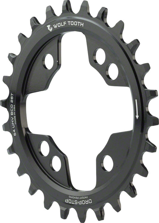 Wolf Tooth 64 BCD Chainring - 26t, 64 BCD, Universal Mount, Drop-Stop, Black