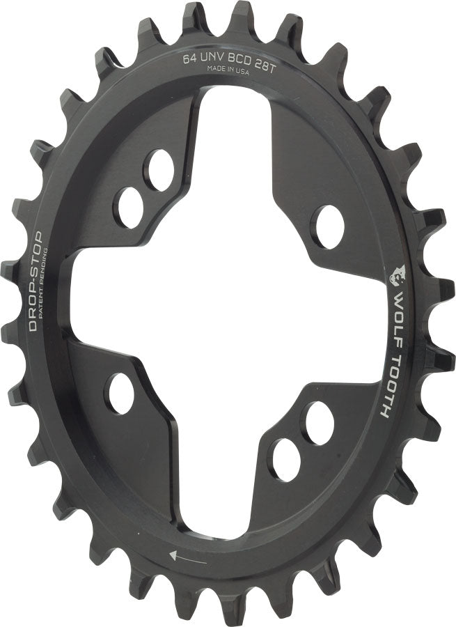 Wolf Tooth 64 BCD Chainring - 28t, 64 BCD, Universal Mount, Drop-Stop, Black