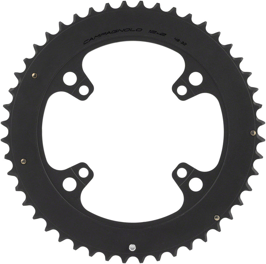 Campagnolo Chorus 12-Speed Chainring and Bolt Set - 48t, 123mm Campagnolo Asymmetric, 4-Bolt, Black