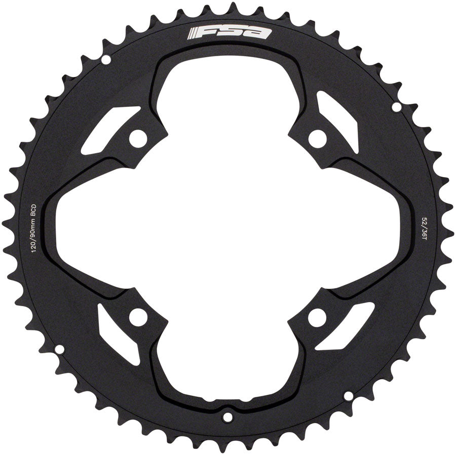 Full Speed Ahead Omega/Vero Pro Road Double Chainring - 52t, 120 BCD, Aluminum, N-11, Black
