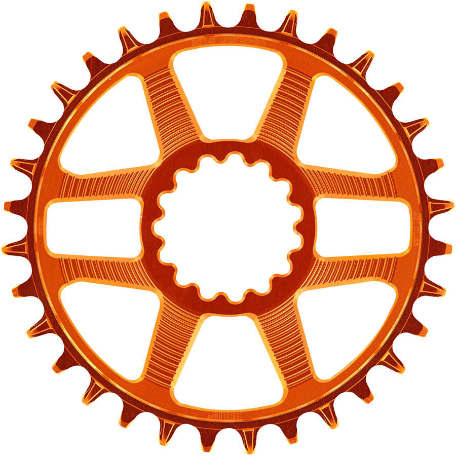 e*thirteen Helix R Guidering - 32t, 11/12-Speed, 52/55mm Flip Flop CL, 3/5mm Offset, e*thirteen DM, Naranja