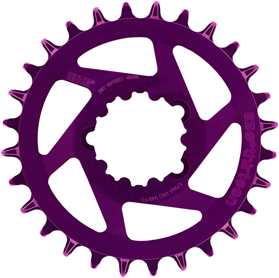 e*thirteen Helix R Guidering - 28t, 11/12-Speed, 3mm Offset, SRAM 3-Bolt DM, Eggplant
