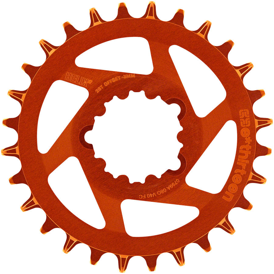 e*thirteen Helix R Guidering - 28t, 11/12-Speed, 3mm Offset, SRAM 3-Bolt DM, Naranja