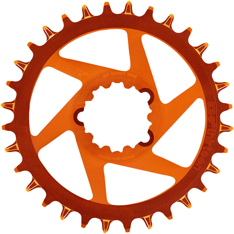 e*thirteen Helix R Guidering - 32t, 11/12-Speed, 3mm Offset, SRAM 3-Bolt DM, Naranja