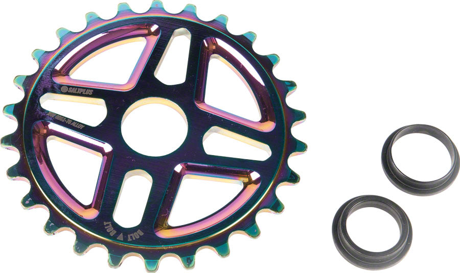 Salt Plus Center Bolt Drive Sprocket 28t Oil Slick Includes Adaptors for 19mm and 22mm Spindles
