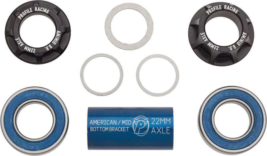 Profile Racing Mid - 22mm Black (No Spindle) Bottom Bracket 68 mm, 73 mm Black