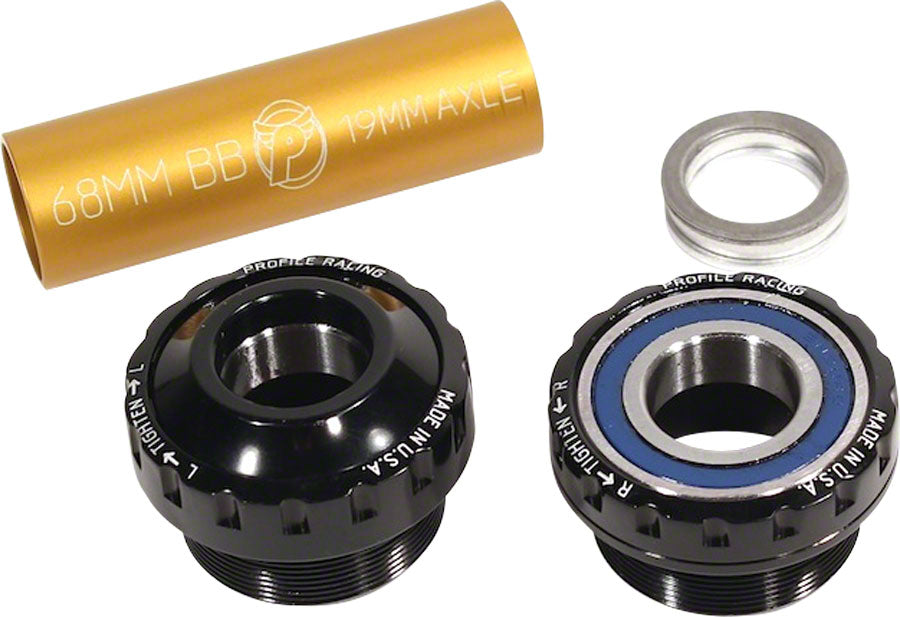 Profile Racing Euro, External Bearing Bottom Bracket 19mm, Black, (N