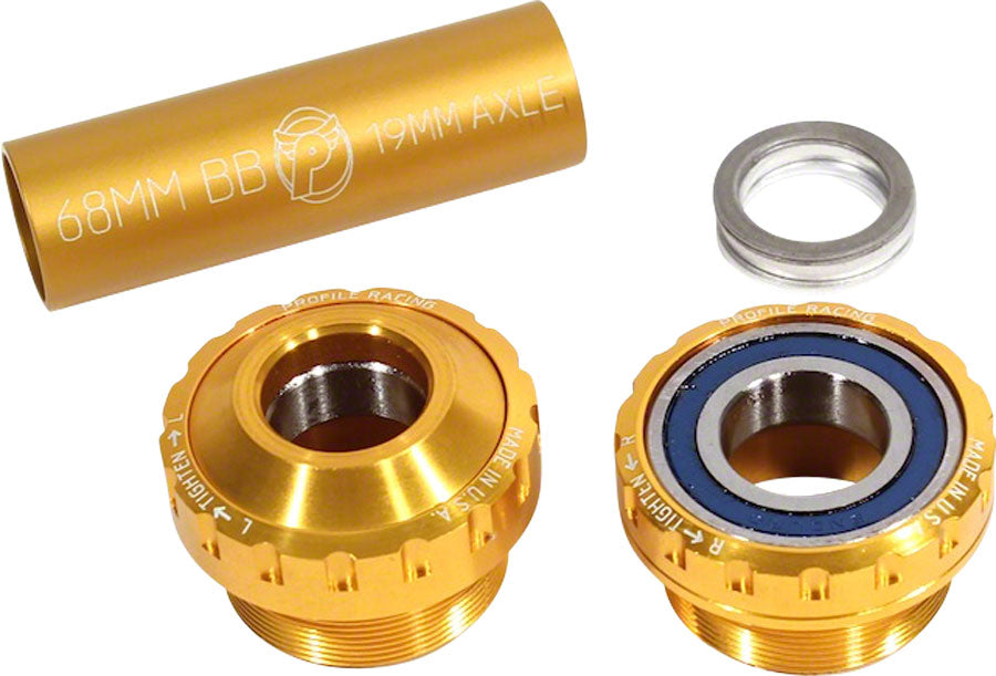 Profile Racing Euro, External Bearing Bottom Bracket - 19mm, Gold, (No Spindle)