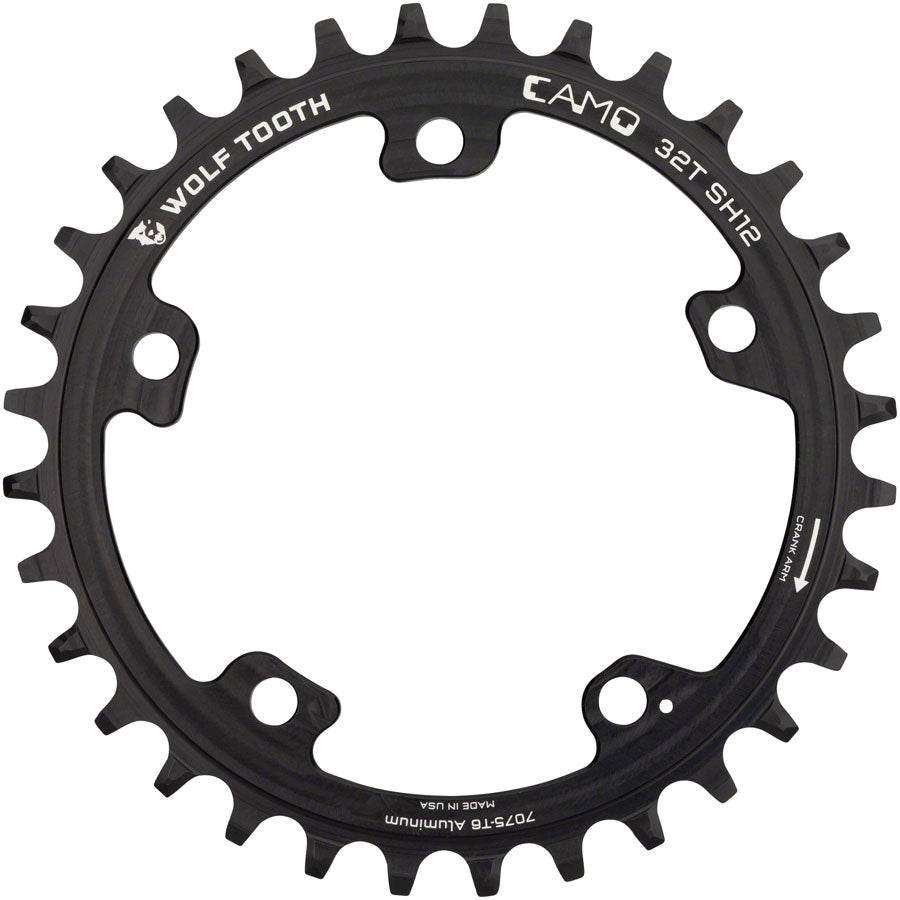 Wolf Tooth CAMO Aluminum Chainring - 32t, Wolf Tooth CAMO Mount, Requires 12-Speed Hyperglide+ Chain, Black