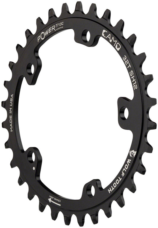 Wolf Tooth CAMO Aluminum Elliptical Chainring - 32t, Wolf Tooth CAMO Mount, Requires 12-Speed Hyperglide+ Chain, Black