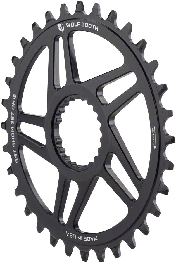 Wolf Tooth Direct Mount Chainring - 30t, Shimano Direct Mount, For Boost Cranks, 3mm Offset, Requires 12-Speed Hyperglide+ Chain, Black