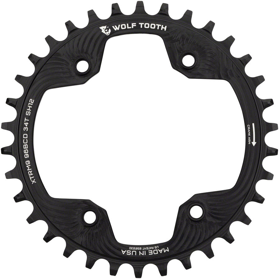 Wolf Tooth 96 BCD Chainring - 32t, 96 Asymmetric BCD, 4-Bolt, For Shimano Cranks, Use 12-Speed Hyperglide+ Chain, Black