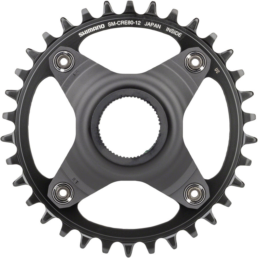Shimano STEPS SM-CRE80-12-B Chainring - 34T Without Chainguard, 55mm Chainline, Black