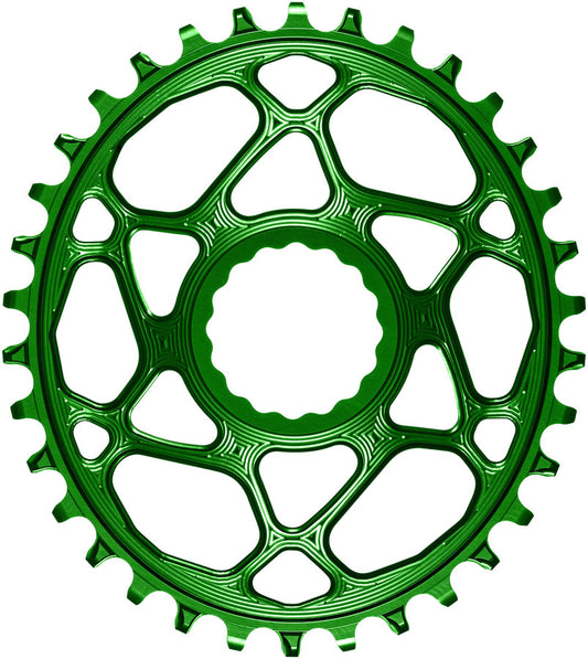 absoluteBLACK Oval Narrow-Wide Direct Mount Chainring - 34t, CINCH Direct Mount, 3mm Offset, Green