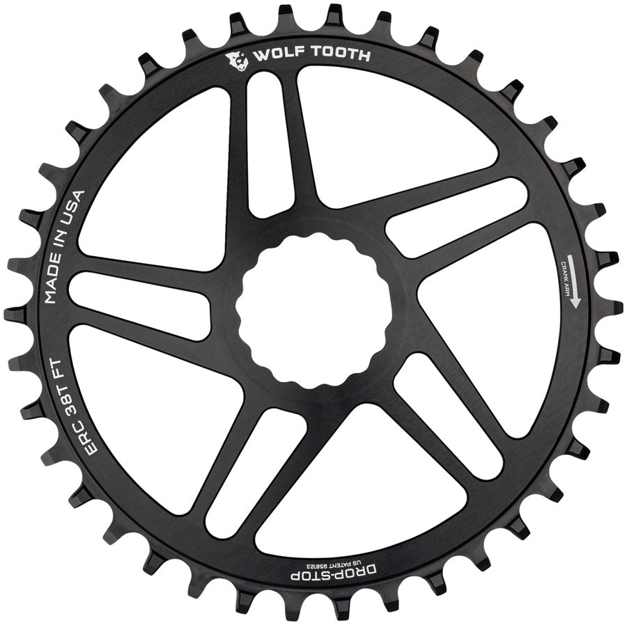Wolf Tooth Direct Mount Chainring - 46t, RaceFace/Easton CINCH Direct Mount, Drop-Stop, 10/11/12-Speed Eagle and Flattop Compatible, Black