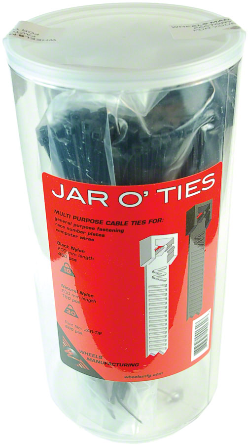 Wheels Manufacturing Zip Ties - Black, 200 x 2.5mm, 600ct Jar