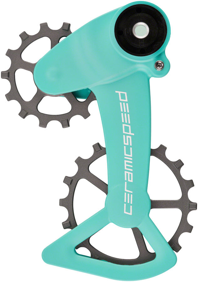 CeramicSpeed OSPW X  Pulley Wheel System for SRAM Eagle AXS - Coated Races, Alloy Pulley, Carbon Cage, Turqoise/Silver Cerakote
