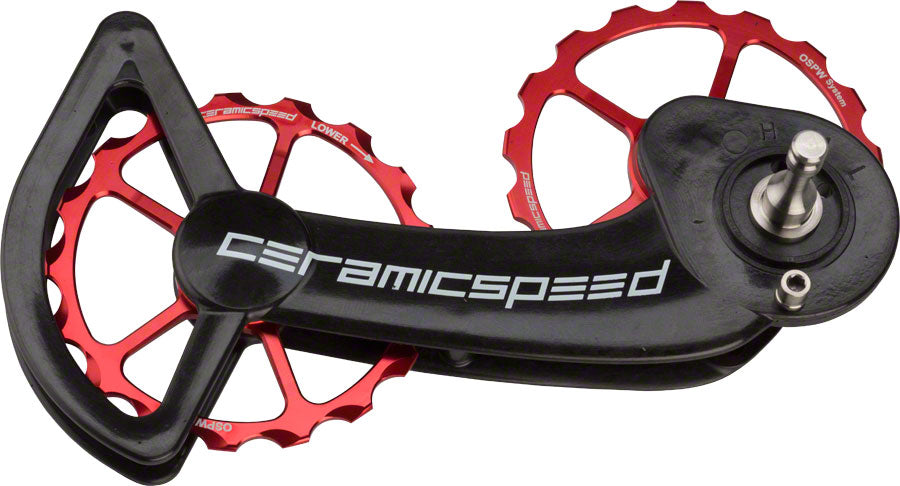 CeramicSpeed OSPW Pulley Wheel System for SRAM eTap - Alloy Pulley, Carbon Cage, Red