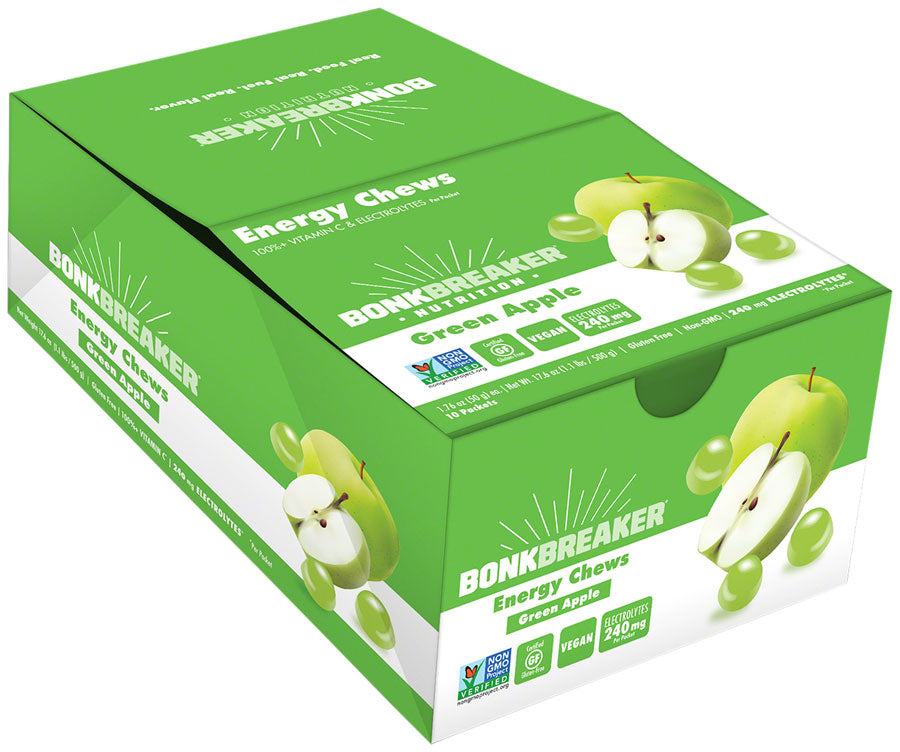 Bonk Breaker Energy Chews - Green Apple, Box of 10 Packs